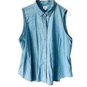 Women’s J. Crew Sleeveless Denim Button Up XL
